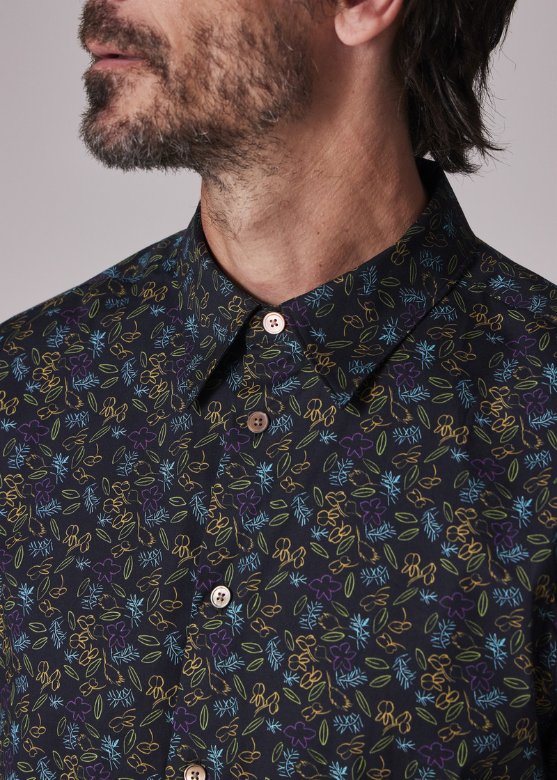 Black Organic Cotton 'Globe Flower' Shirt 5