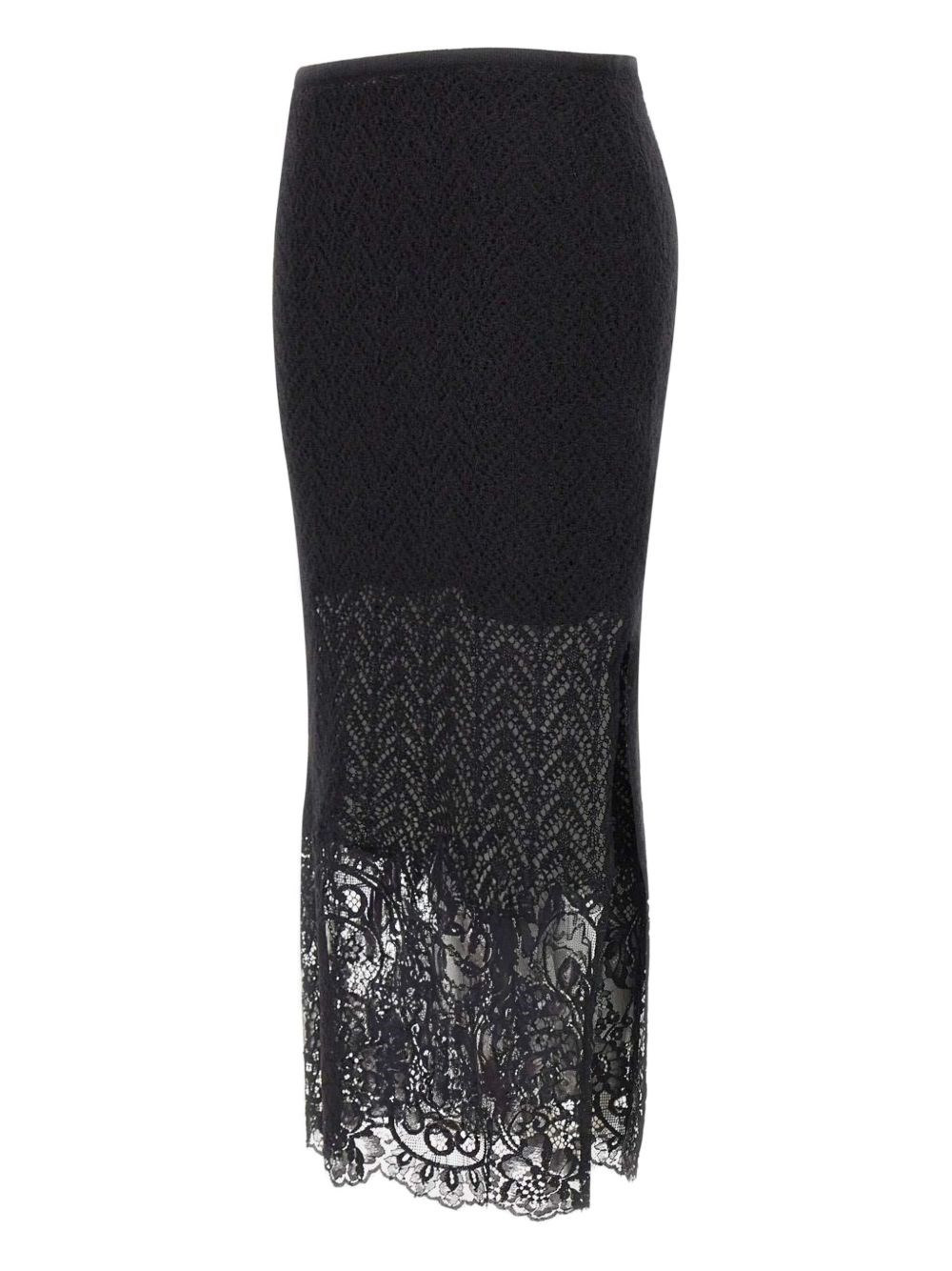 Knit and Lace Midi Skirt - 5