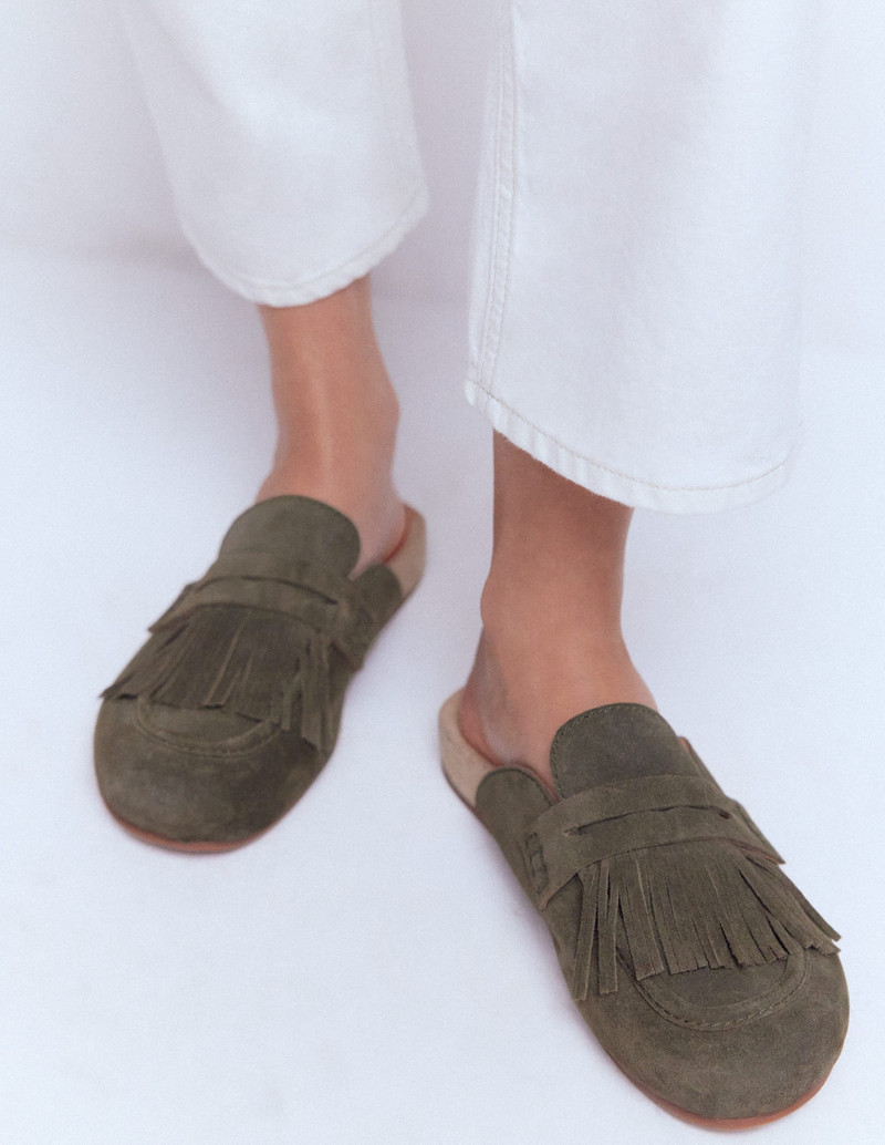 BODEN Etta Ghillie Mule Clogs-Deep Olive outlook
