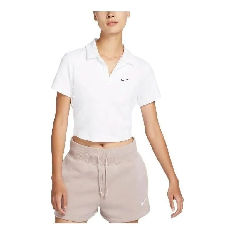 (WMNS) Nike Sportswear Essential Short-Sleeve Polo T-Shirt 'White' DV7885-100 - 1