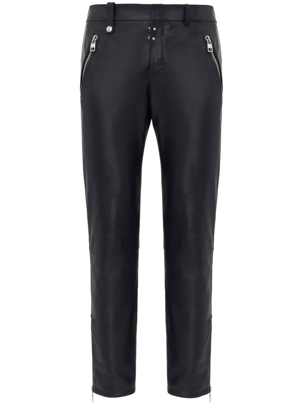 leather cropped slim-fit trousers - 1