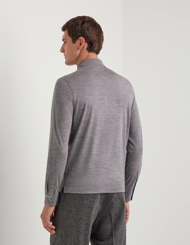 GRAY MELANGE POLO IN PURE 120’S IMPECCABILE WOOL 3