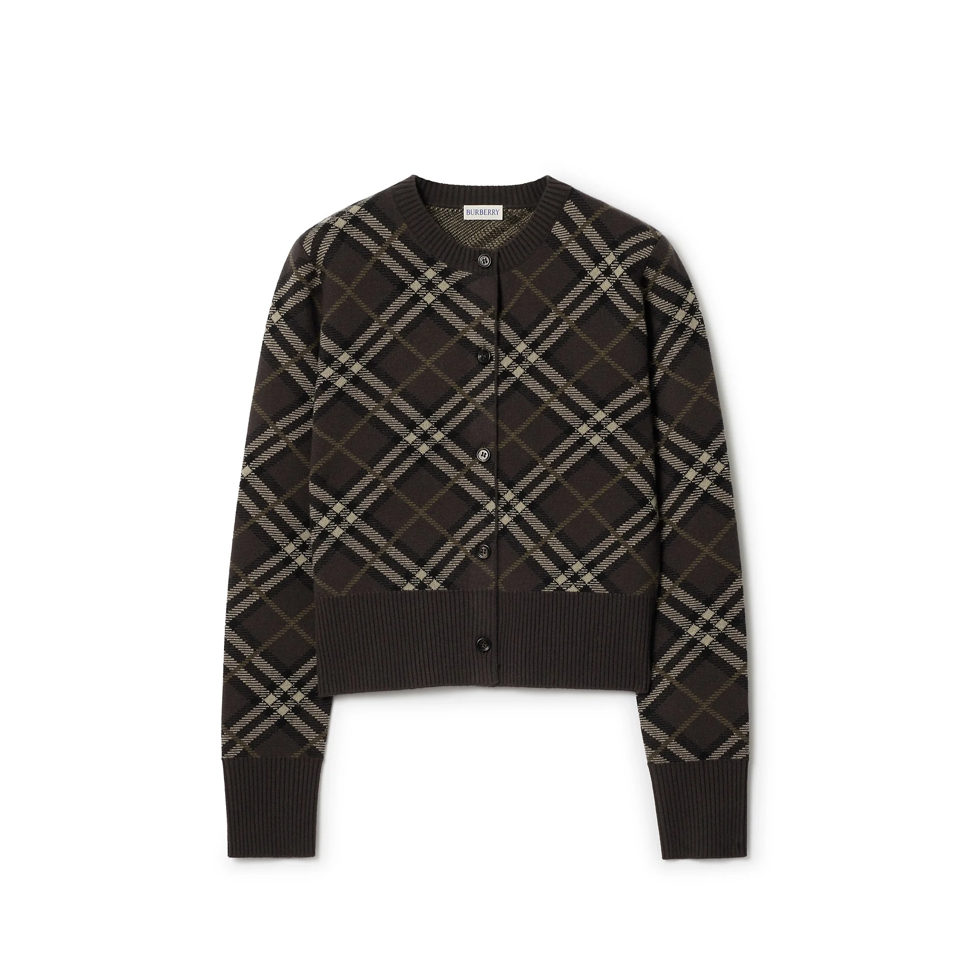 Check Wool Cashmere Cardigan - 1