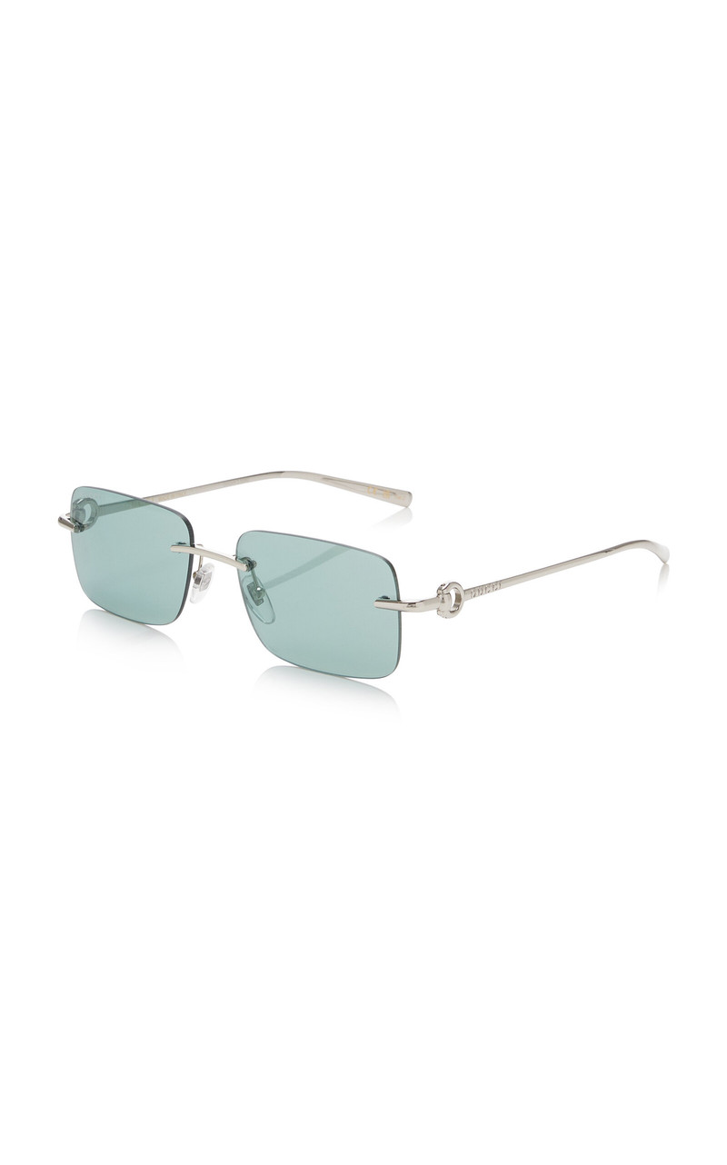 Rectangular-Frame Metal Sunglasses silver 3