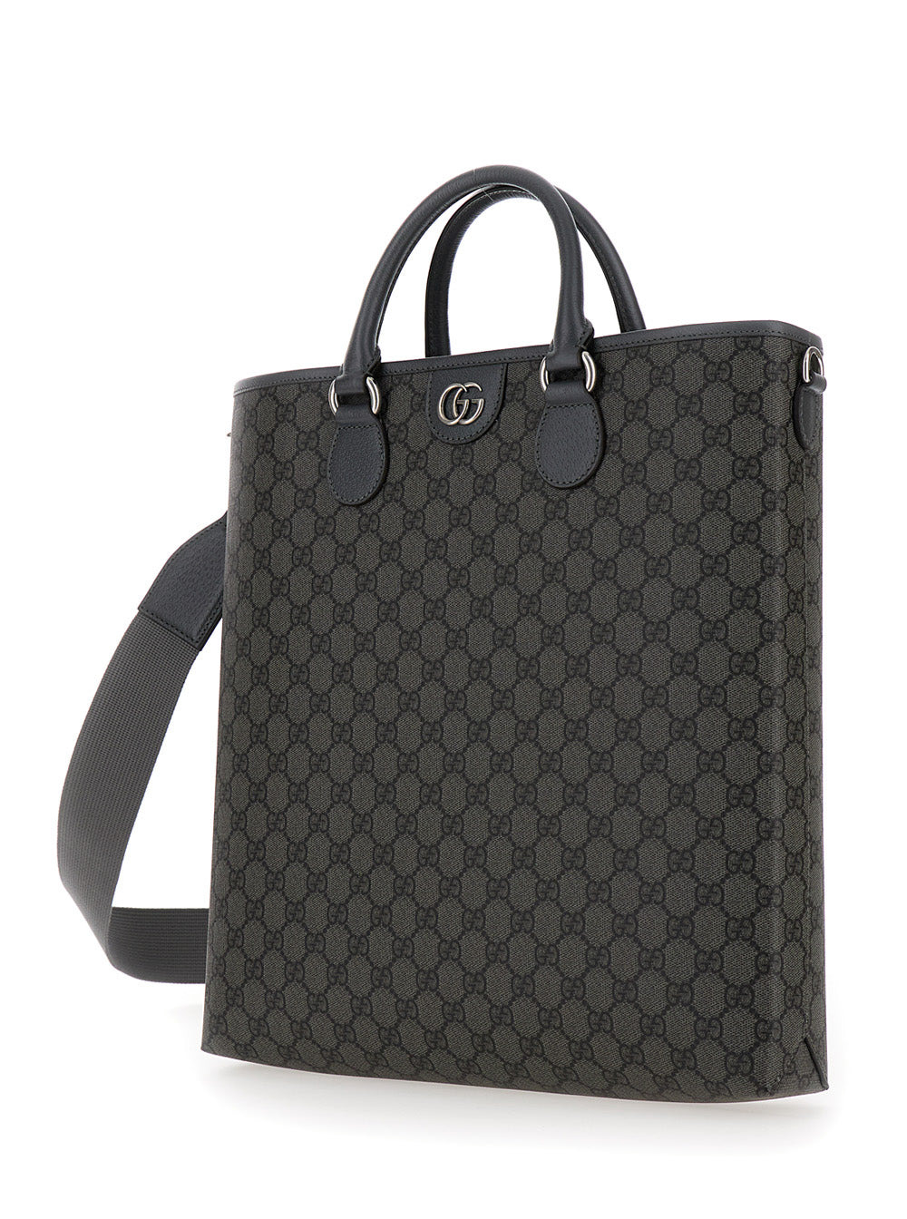 Gucci Men 'Ophidia Gg Media' Black And Grey Tote Bag In Gg Supreme Canvas Man - 2