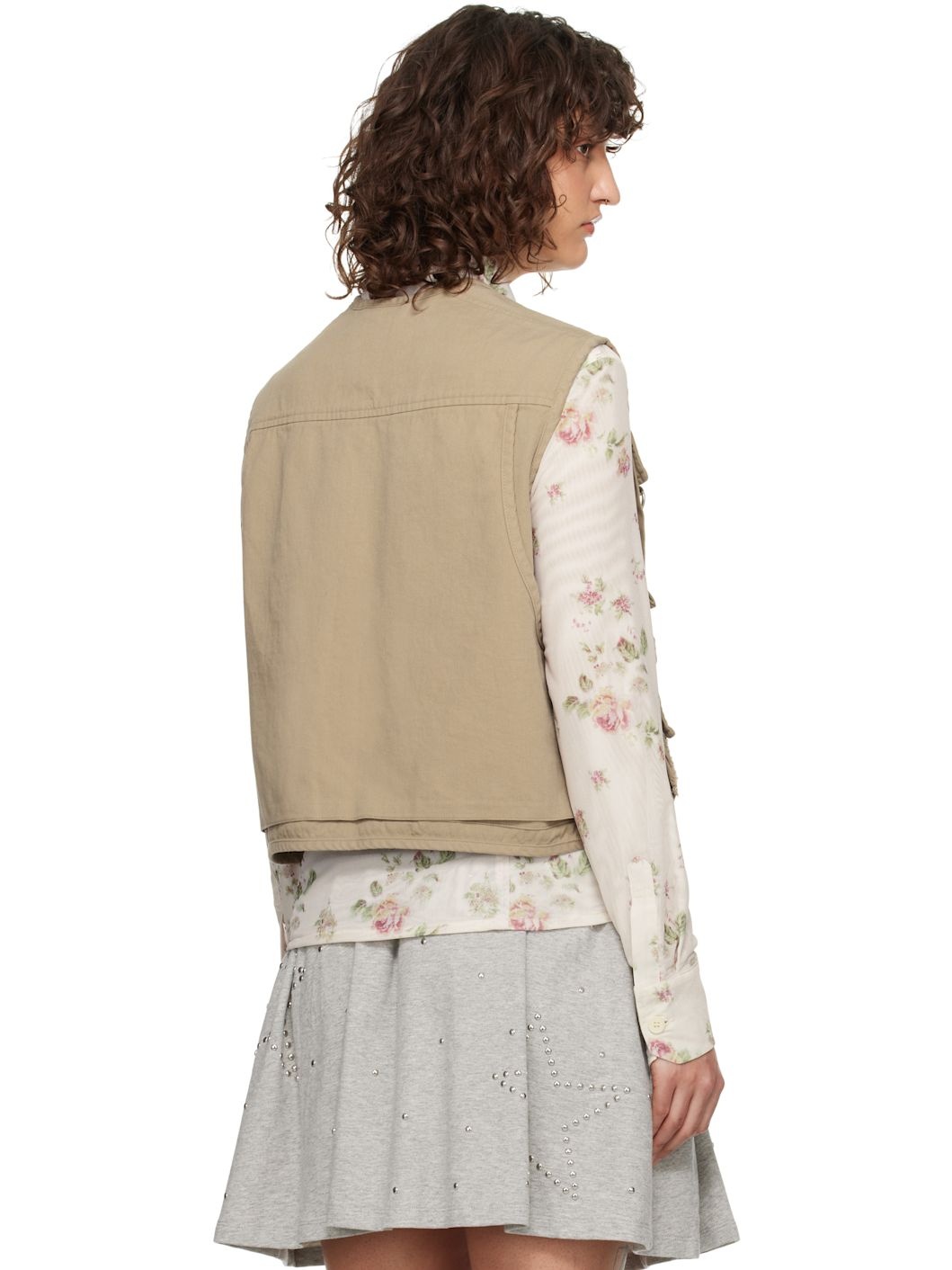 【OPEN YY】APPLIQUE CARGO VEST (3COLORS) OPEN YY Beige Appliqué Cargo Vest | REVERSIBLE