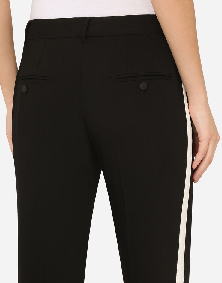 Low-rise woolen tuxedo pants - 4