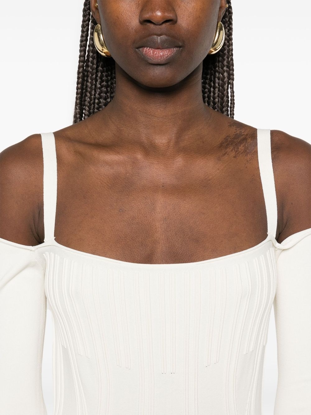 boning-detail knitted midi dress - 5
