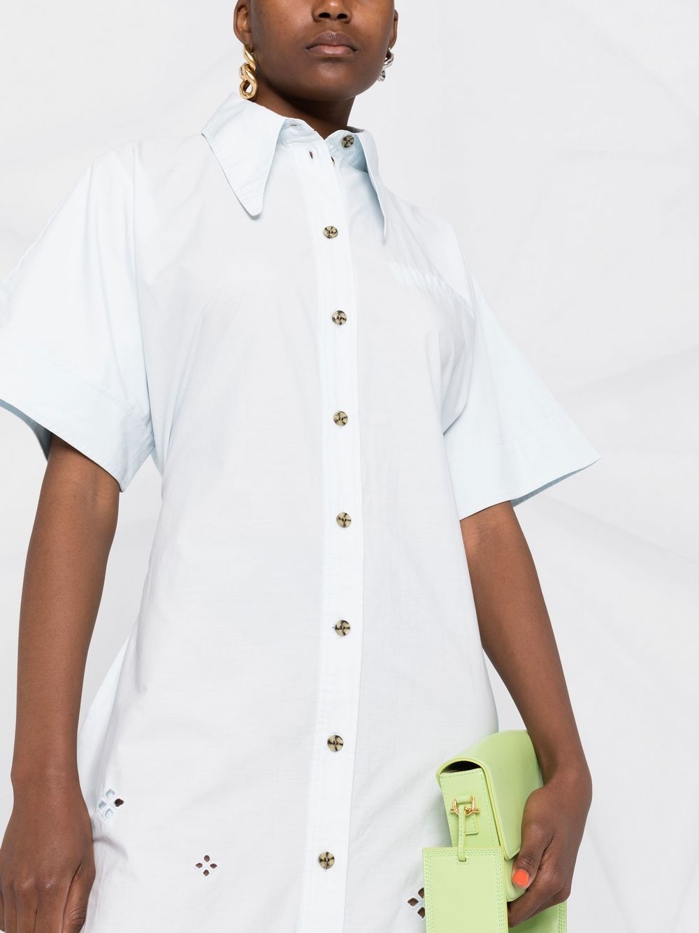 broderie anglaise midi shirt dress - 5
