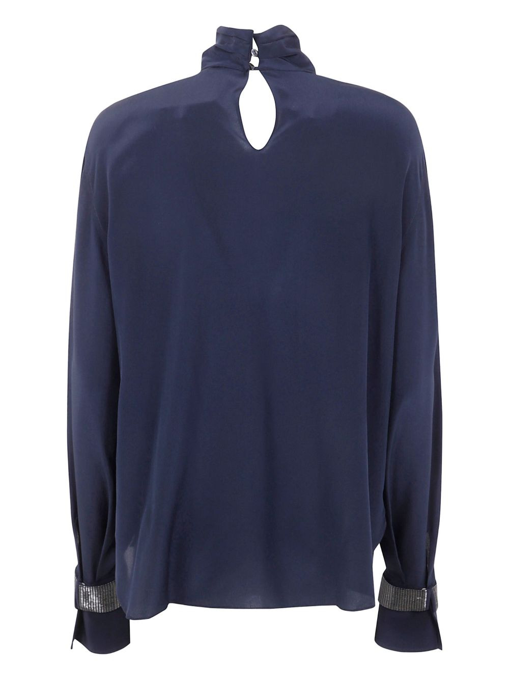 high-neck embellished-cuff blouse - 2