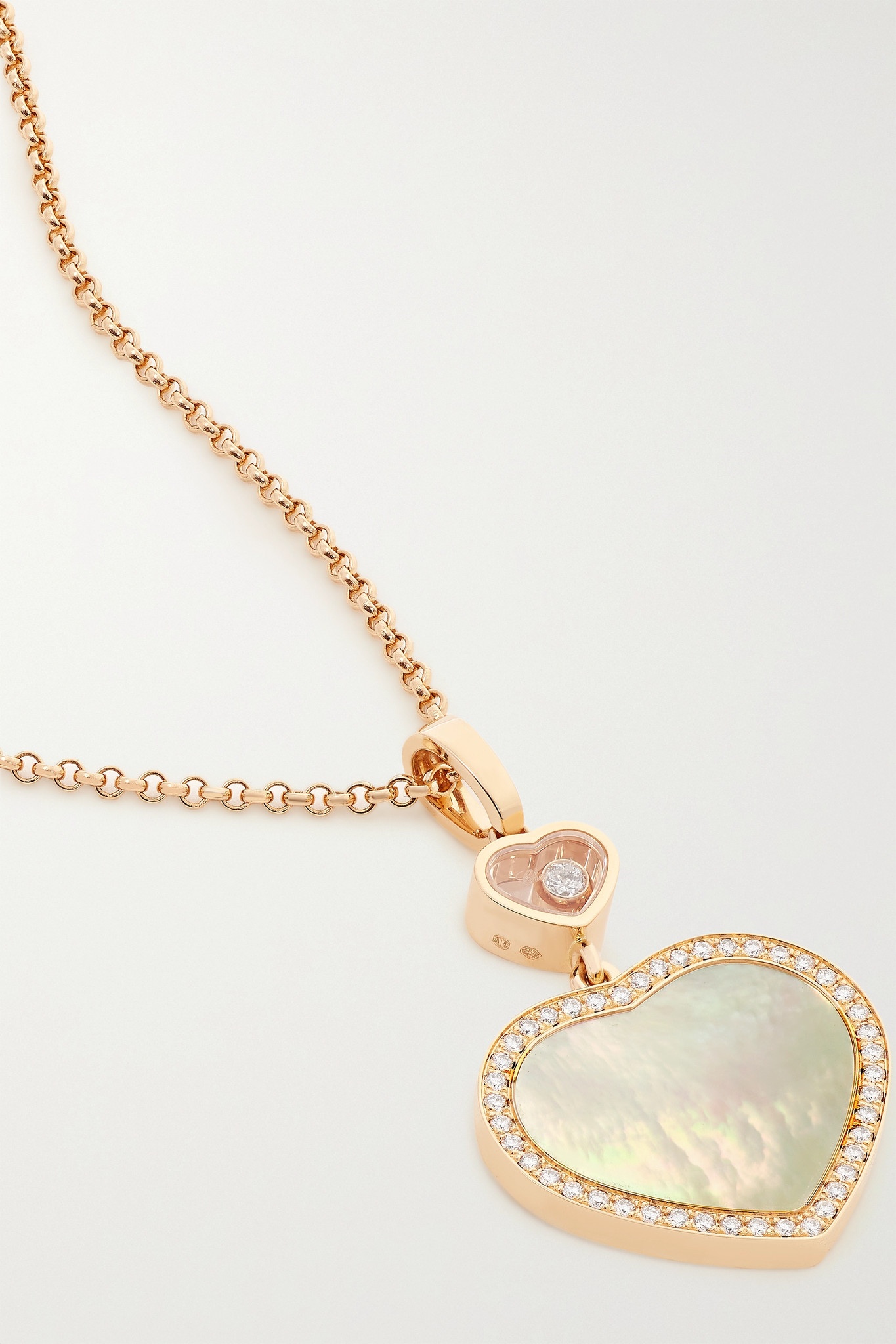 Happy Hearts 18-karat rose gold, onyx and diamond necklace - 4