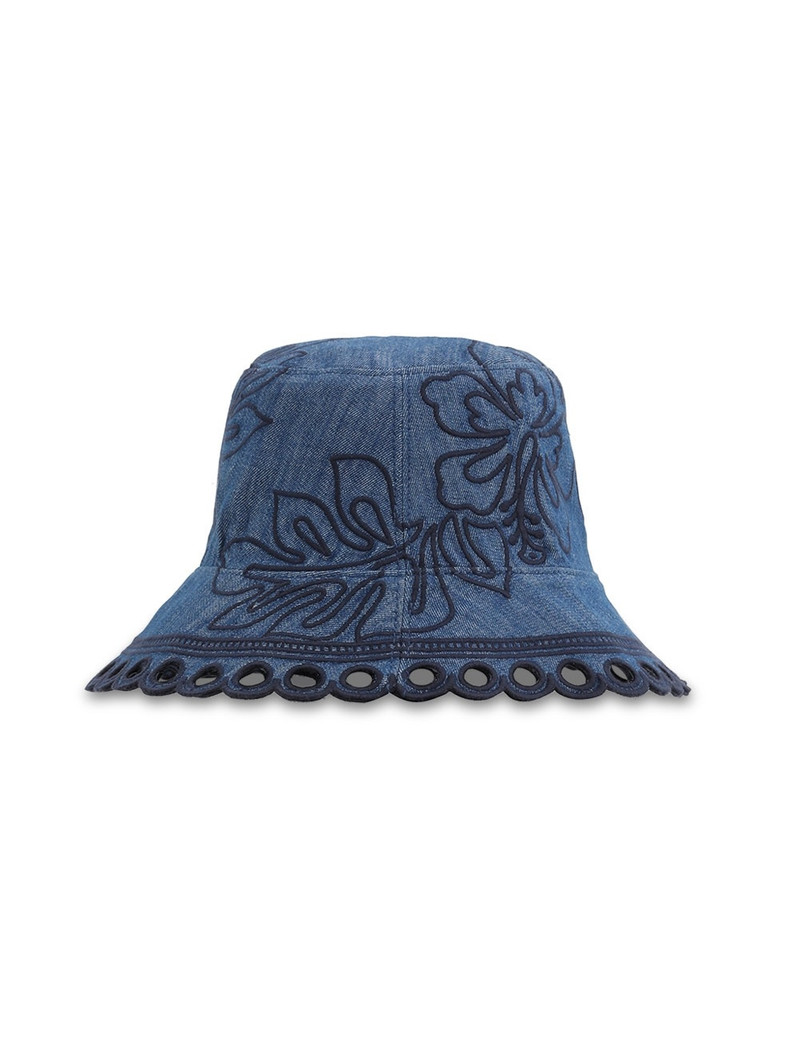 EMBROIDERED DENIM BUCKET HAT 3