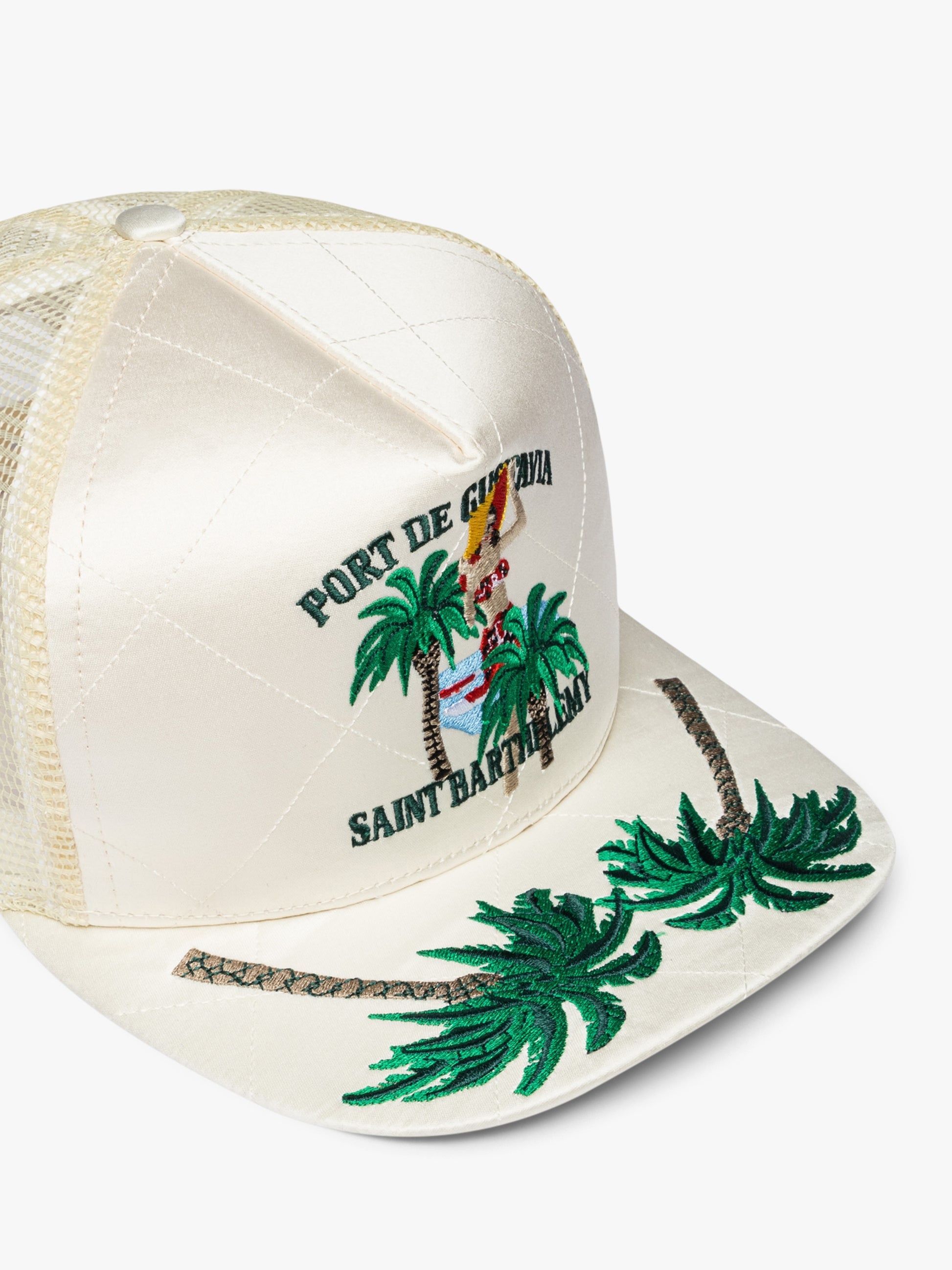 PALM TREE QUILTED SATIN HAT - 3