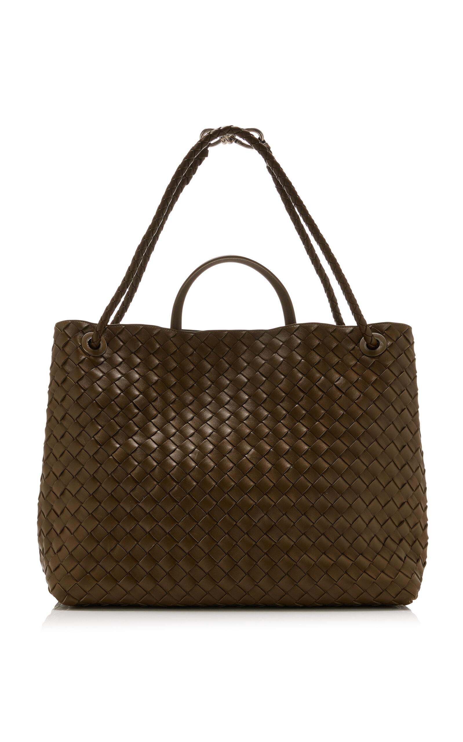 Large Andiamo Intrecciato Leather Tote Bag brown - 6