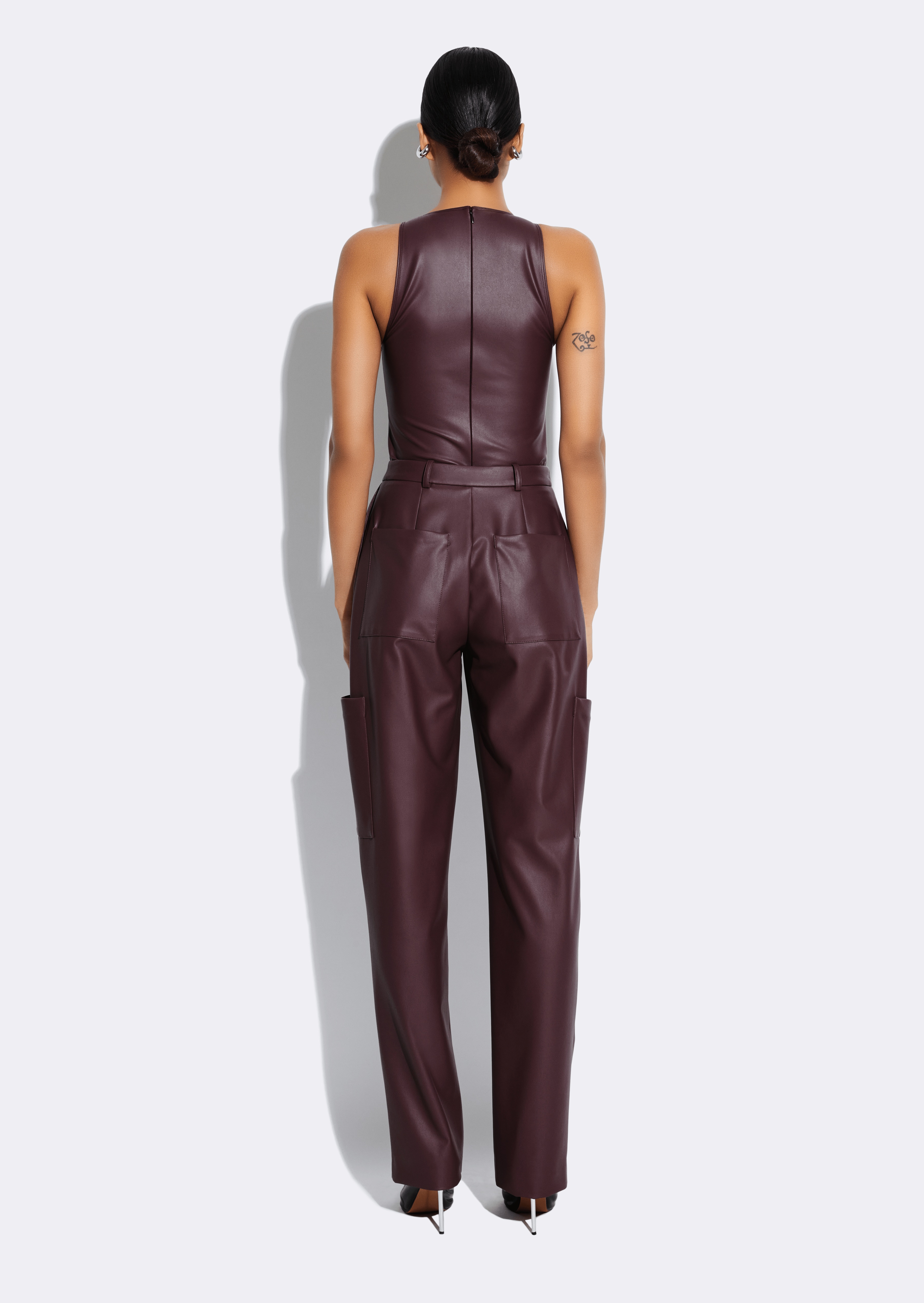 Stretch Faux Leather Tapered Trouser - 3