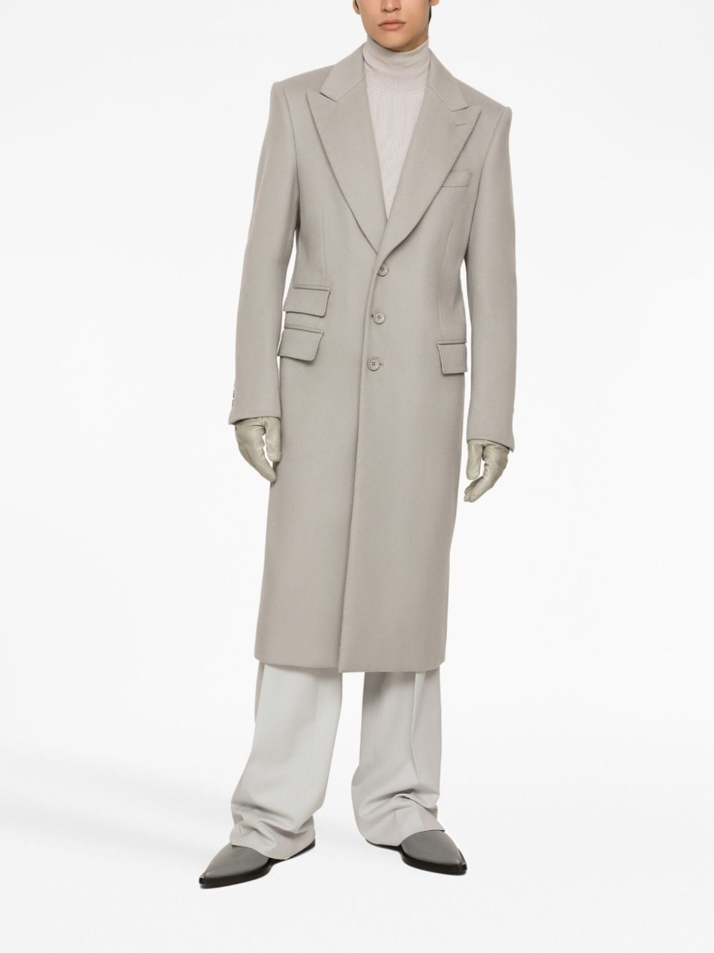 single-breasted cashmere coat - 3