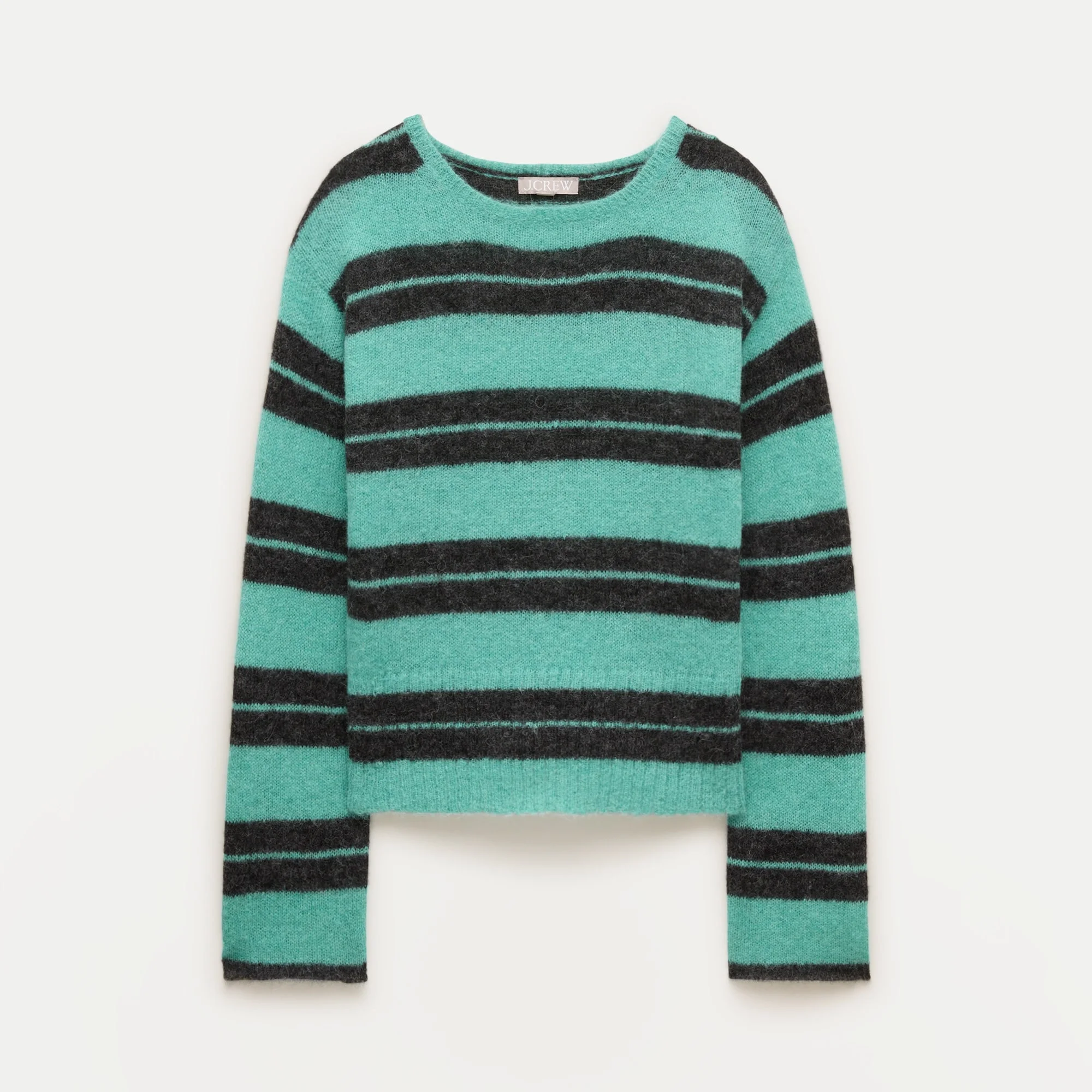 High rib pullover sweater in striped Italian yarn - 1