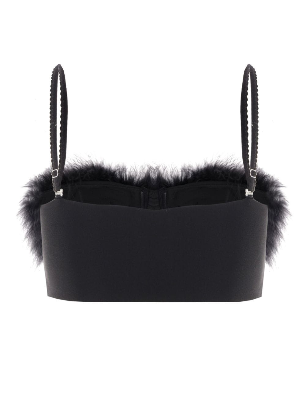 Marabou feather-embellished compact-jersety crop top - 2