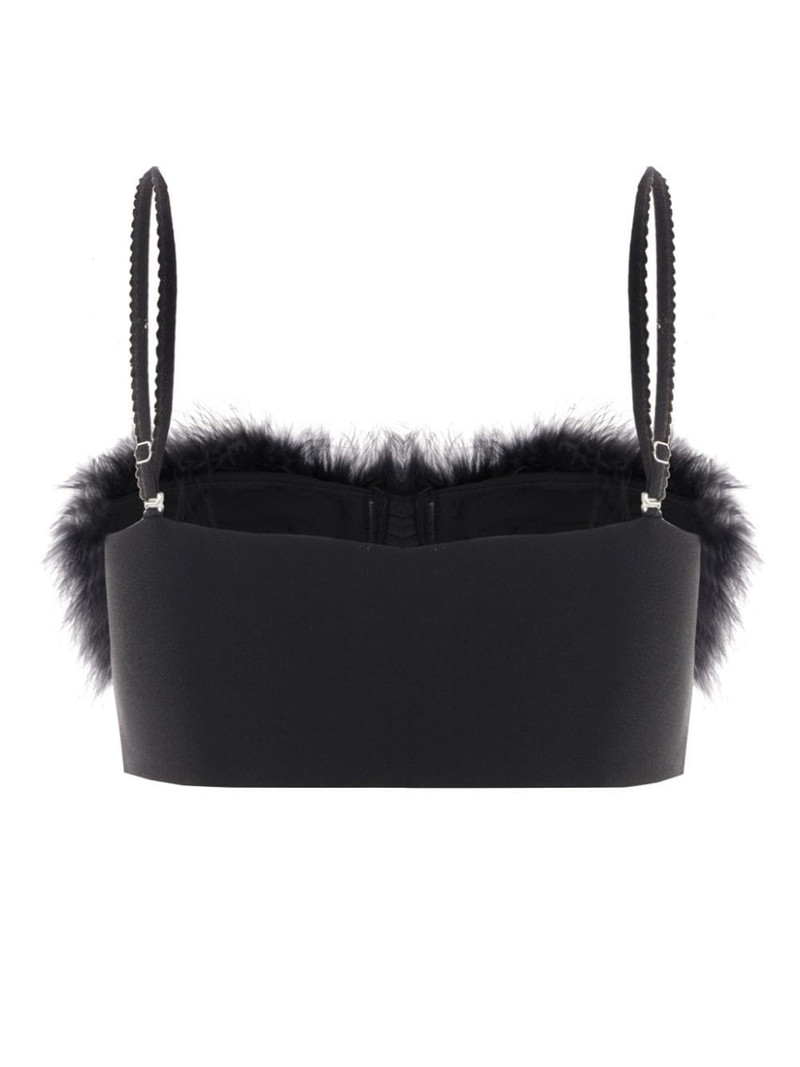 Blumarine Marabou feather-embellished compact-jersety crop top outlook