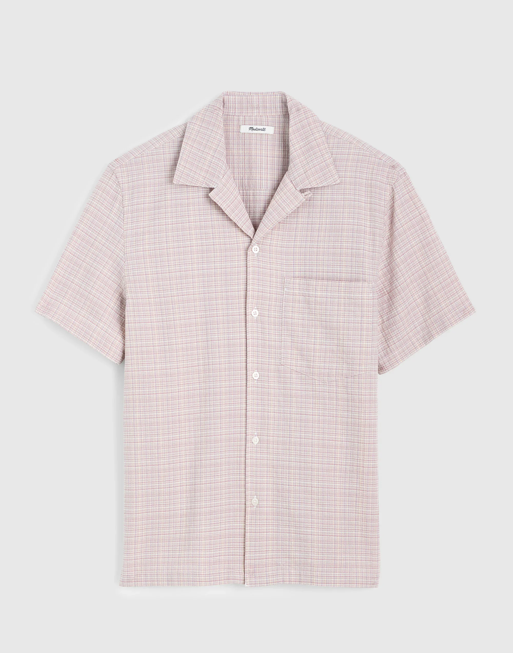 Short-Sleeve Camp Shirt in Crinkled Cotton Blend - 1