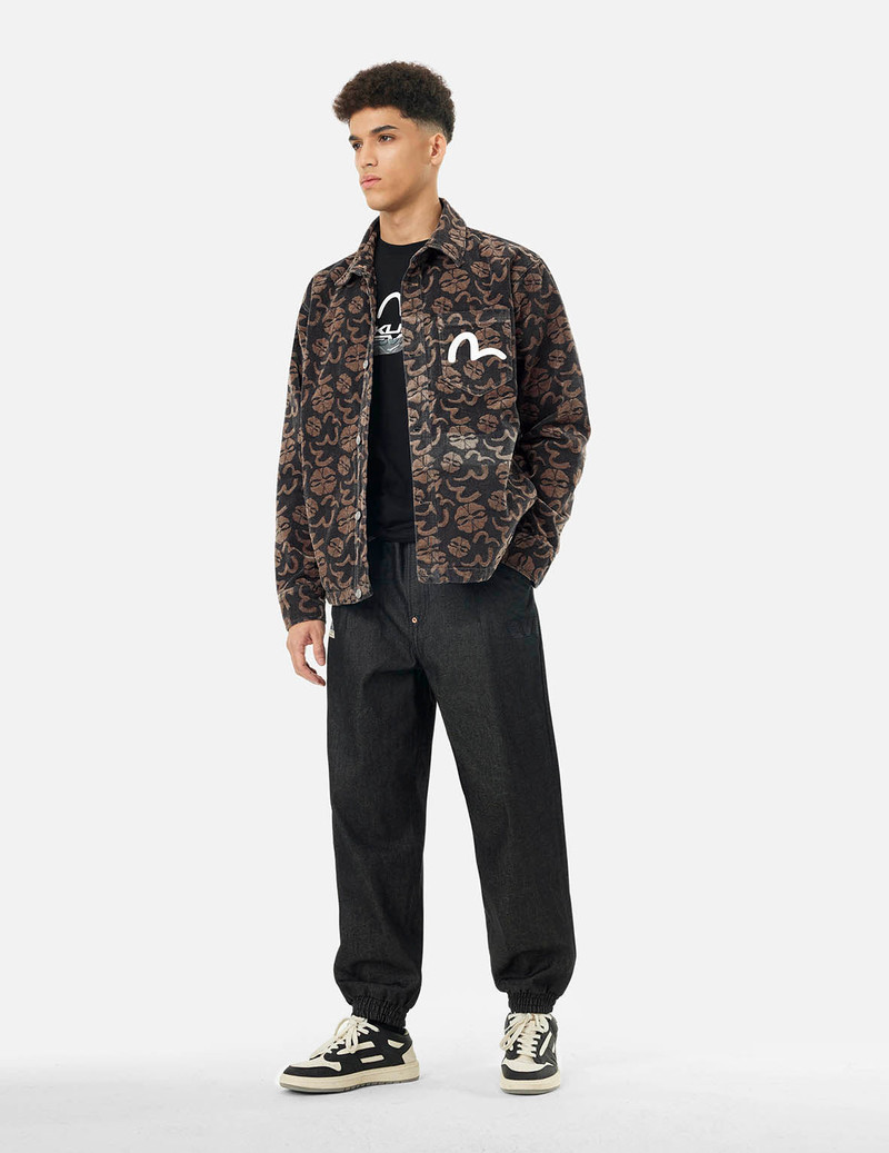 Allover Seagull and Kamon Jacquard Loose Fit Shirt Jacket 3