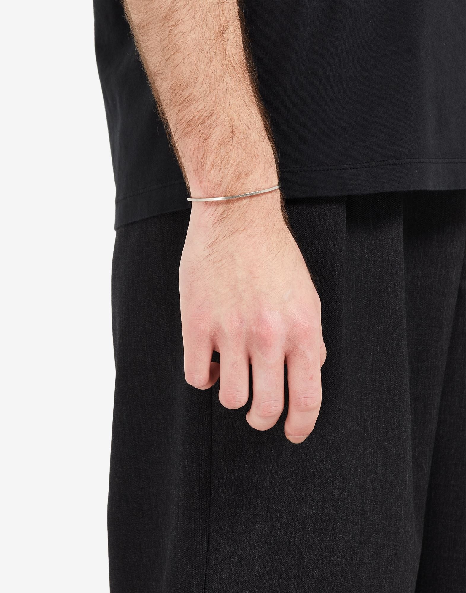 Logo engraved slim silver cuff - 4