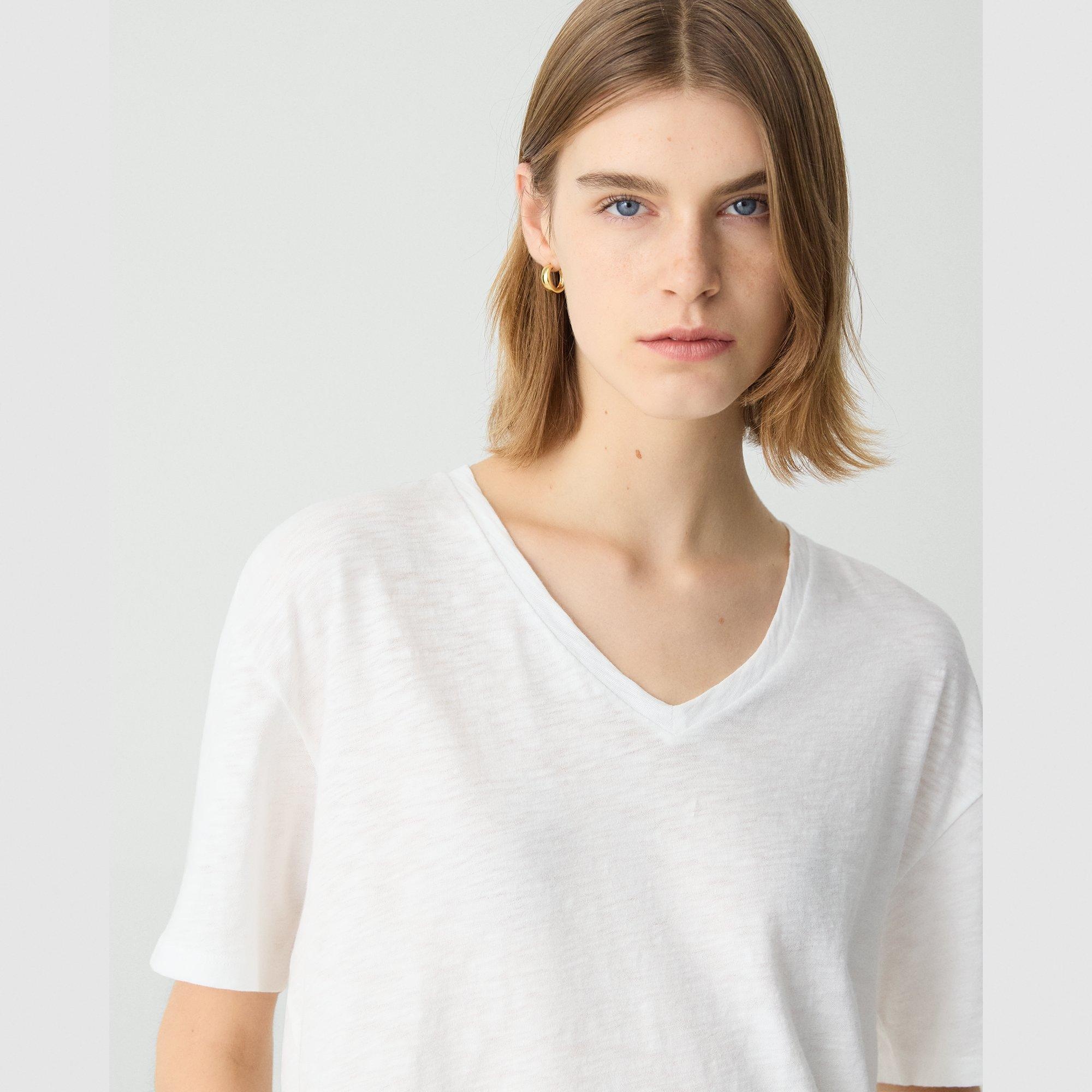 Relaxed V-Neck Tee in Cotton - 5