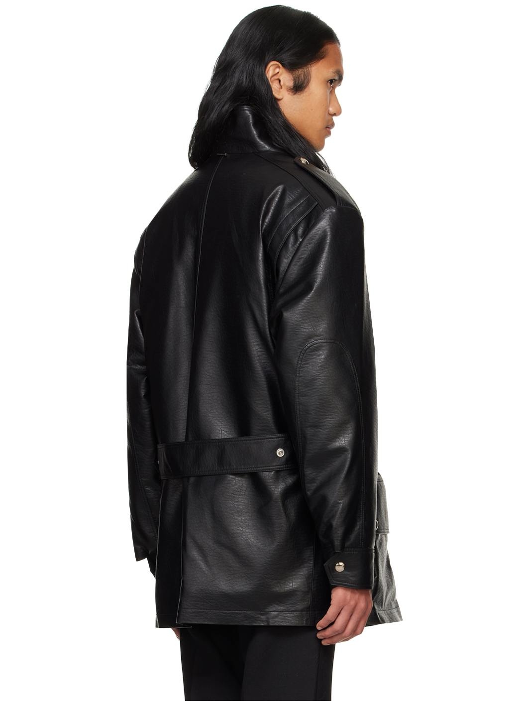 Black Safari Faux-Leather Jacket - 3