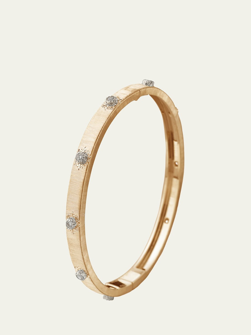 Macri Classica 18K Yellow and White Gold Rigato Bracelet with Diamonds 1