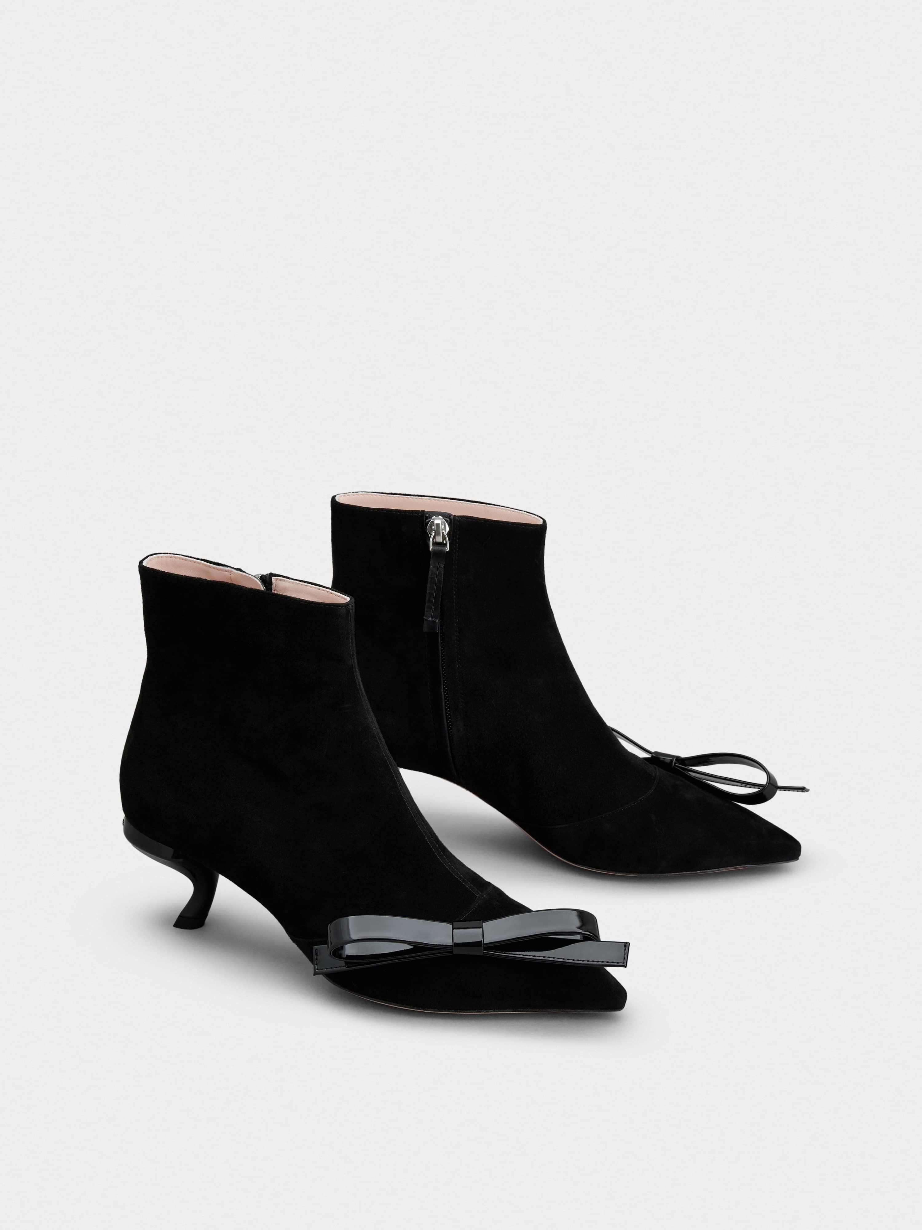Virgule Bow Ankle Boots in Suede - 2
