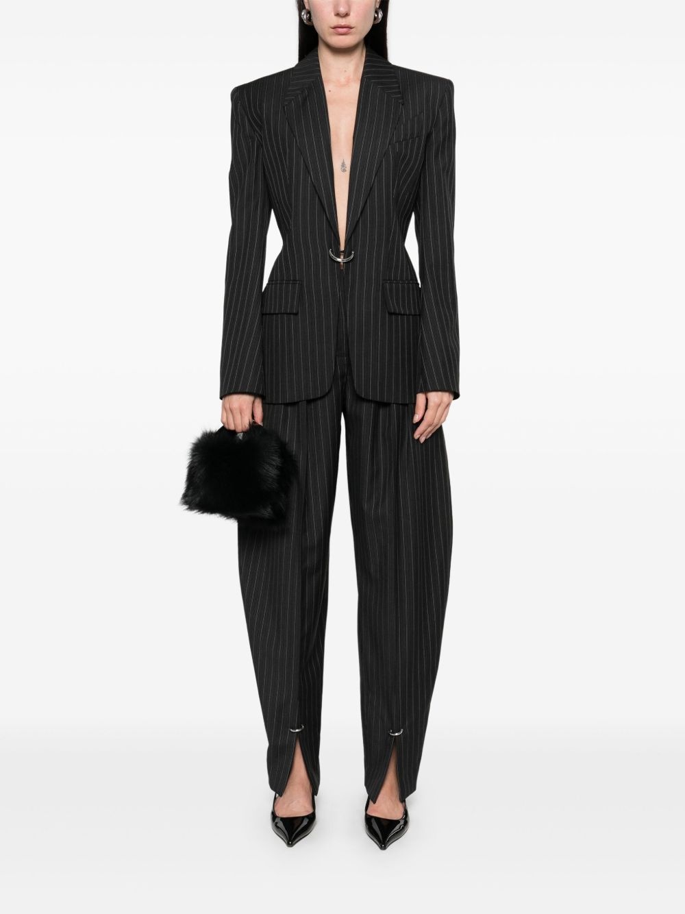 pinstripe pierced trousers - 2