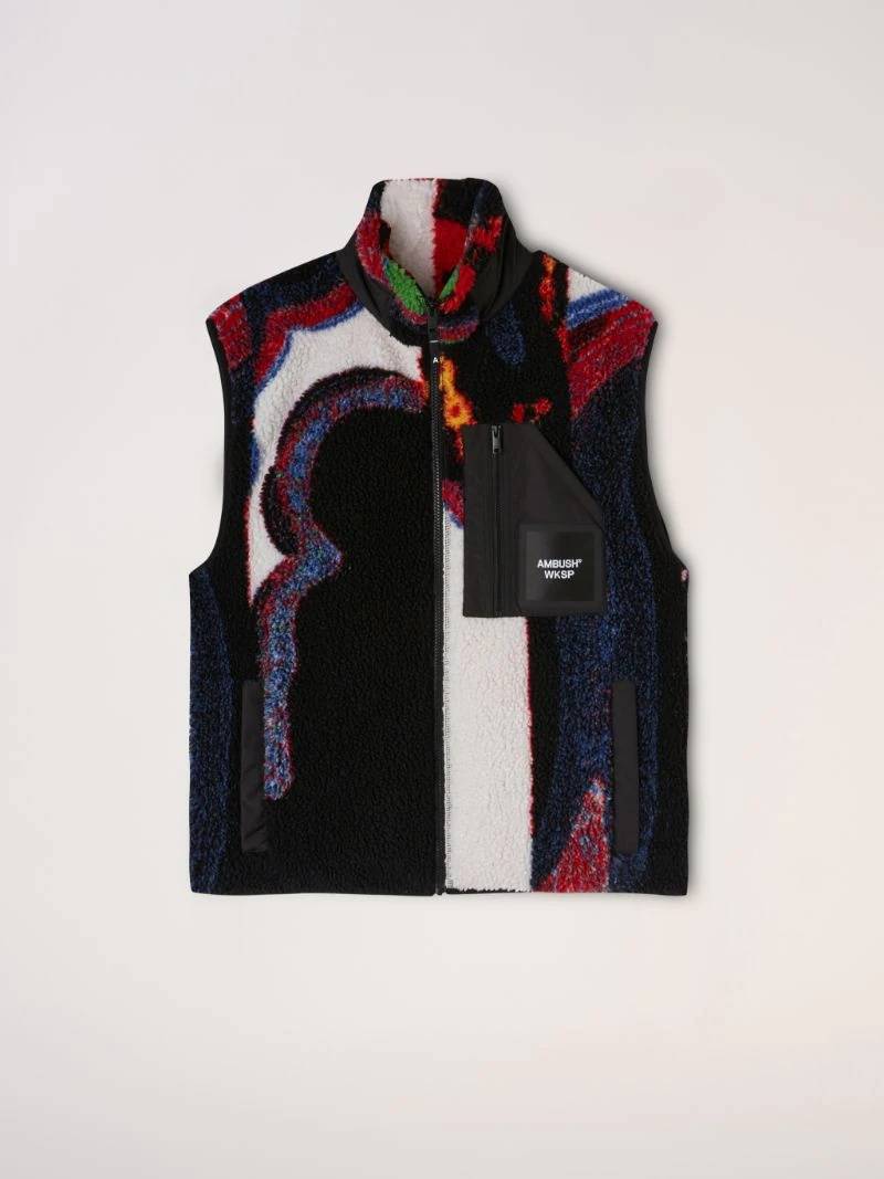 faux-shearling graphic-print gilet 1
