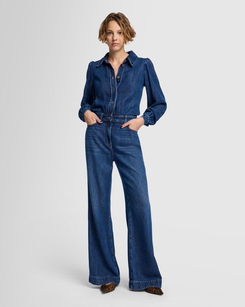 7 For All Mankind Denim Lustre Tailored Jumpsuit in Go Getter outlook