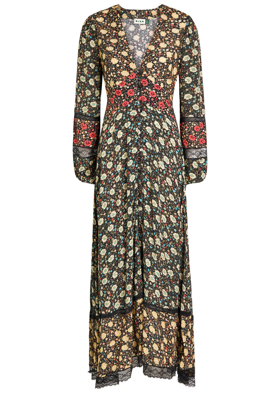 Rixo Raven Floral-print Crepe de Chine Maxi Dress - 1