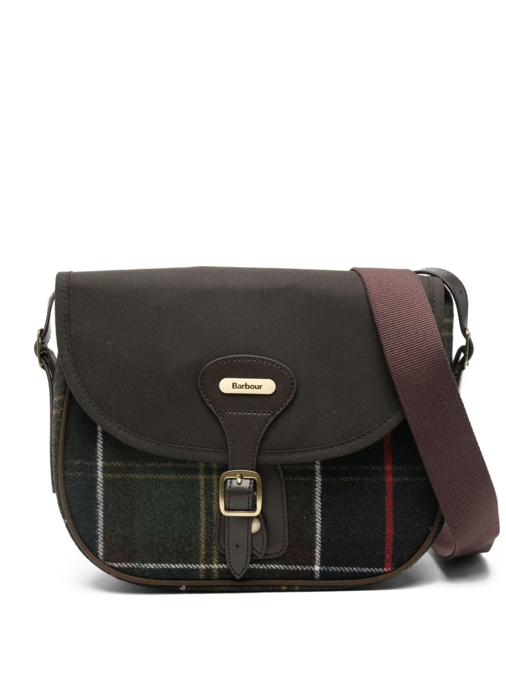 small plaid-panelled leather cross-body bag - 1