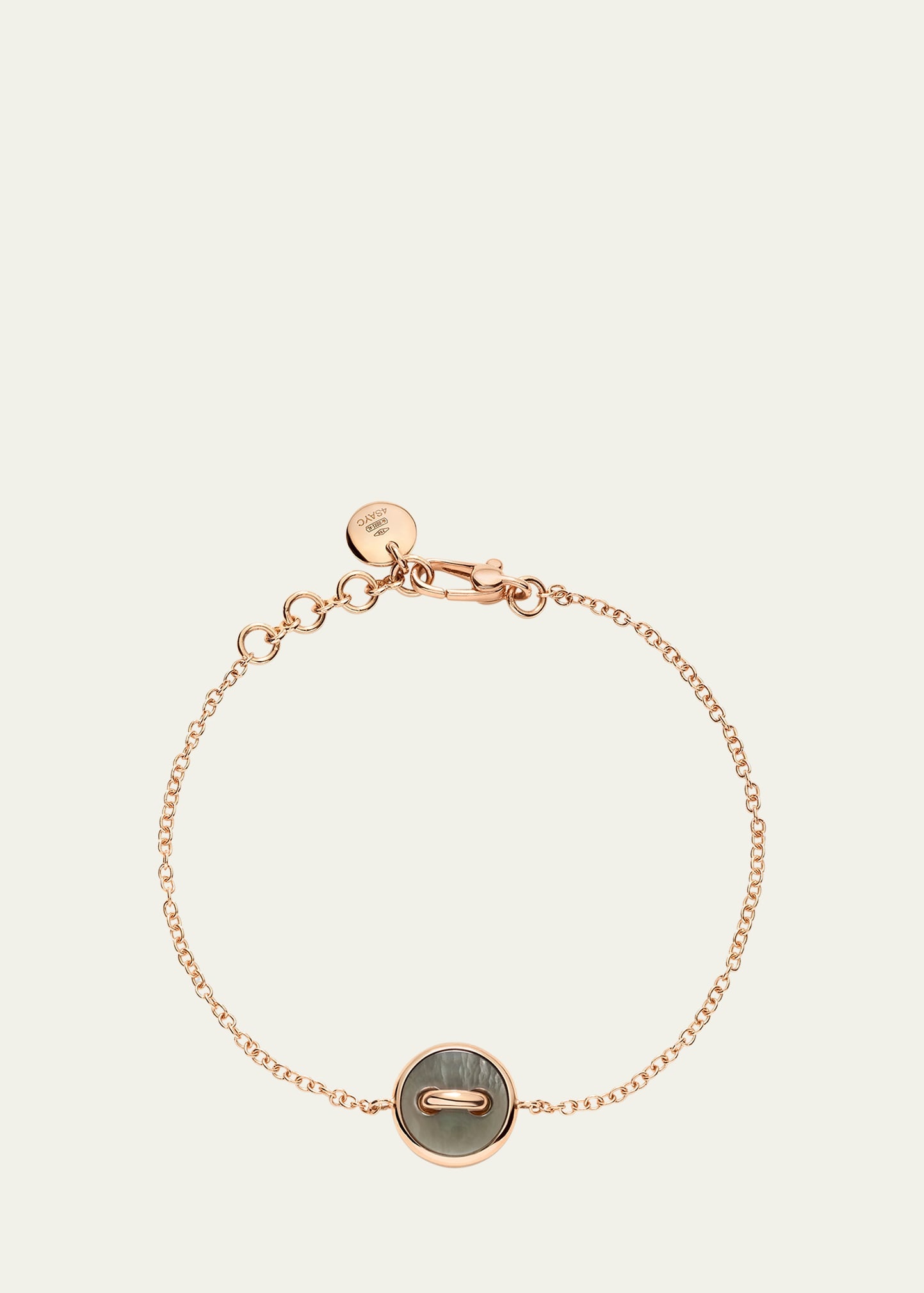 18K Rose Gold Pom Pom Dot Grey and White Mother of Pearl Bracelet - 5