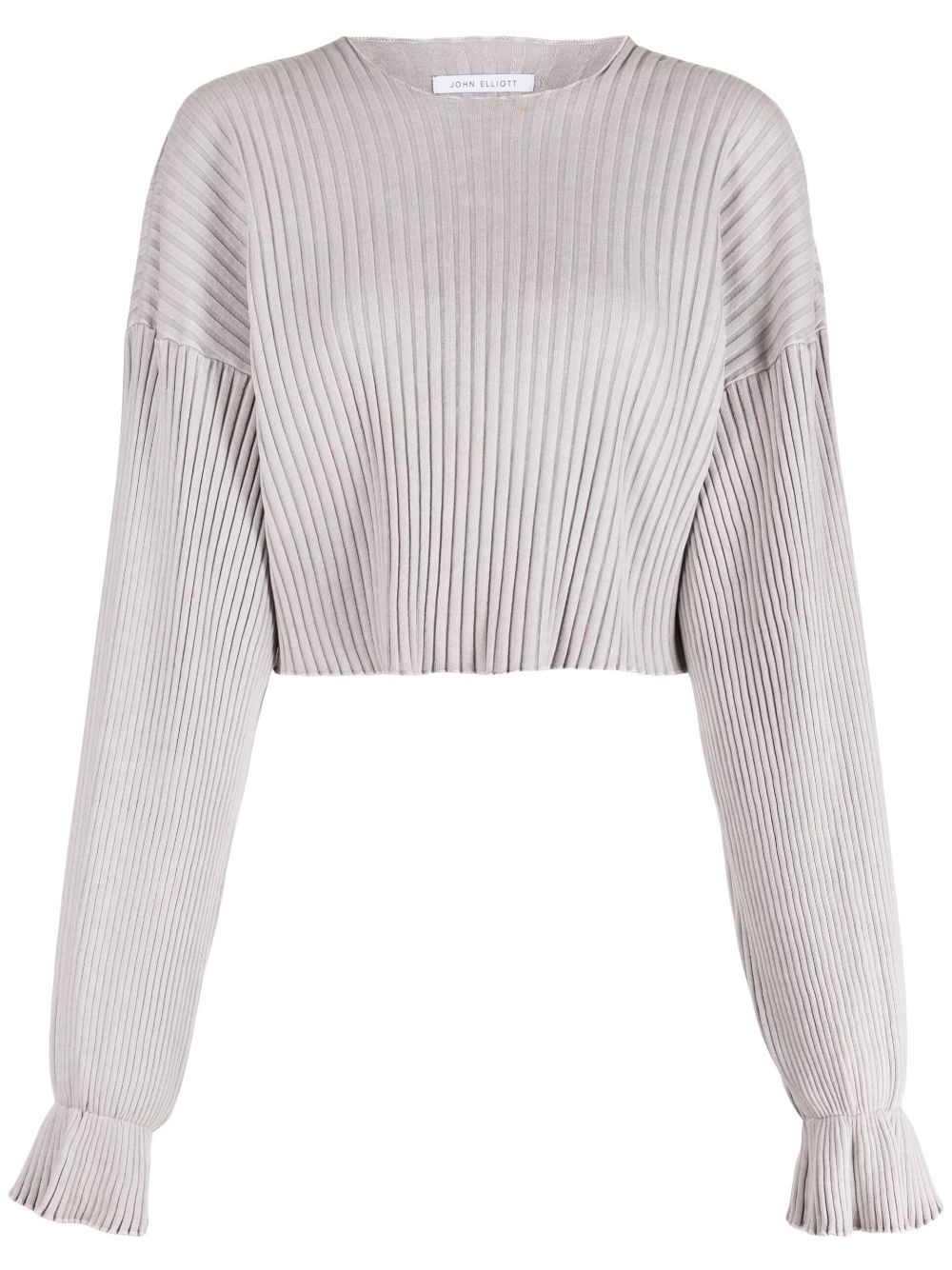 bell-sleeve ribbed-knit crop top - 1