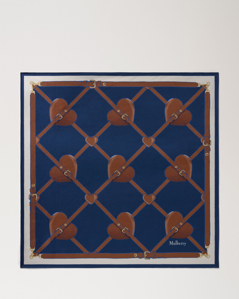 Square Scarf - Heart Pockets Pigment Blue Silk Twill 1