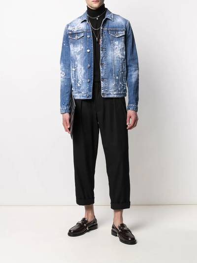 DSQUARED2 paint-splatter distressed denim jacket outlook