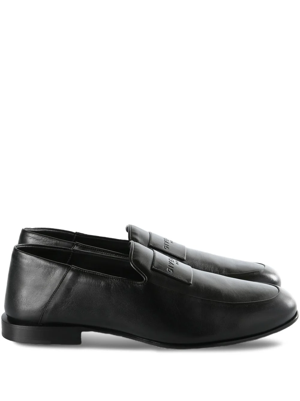 logo-appliqué leather loafers - 1