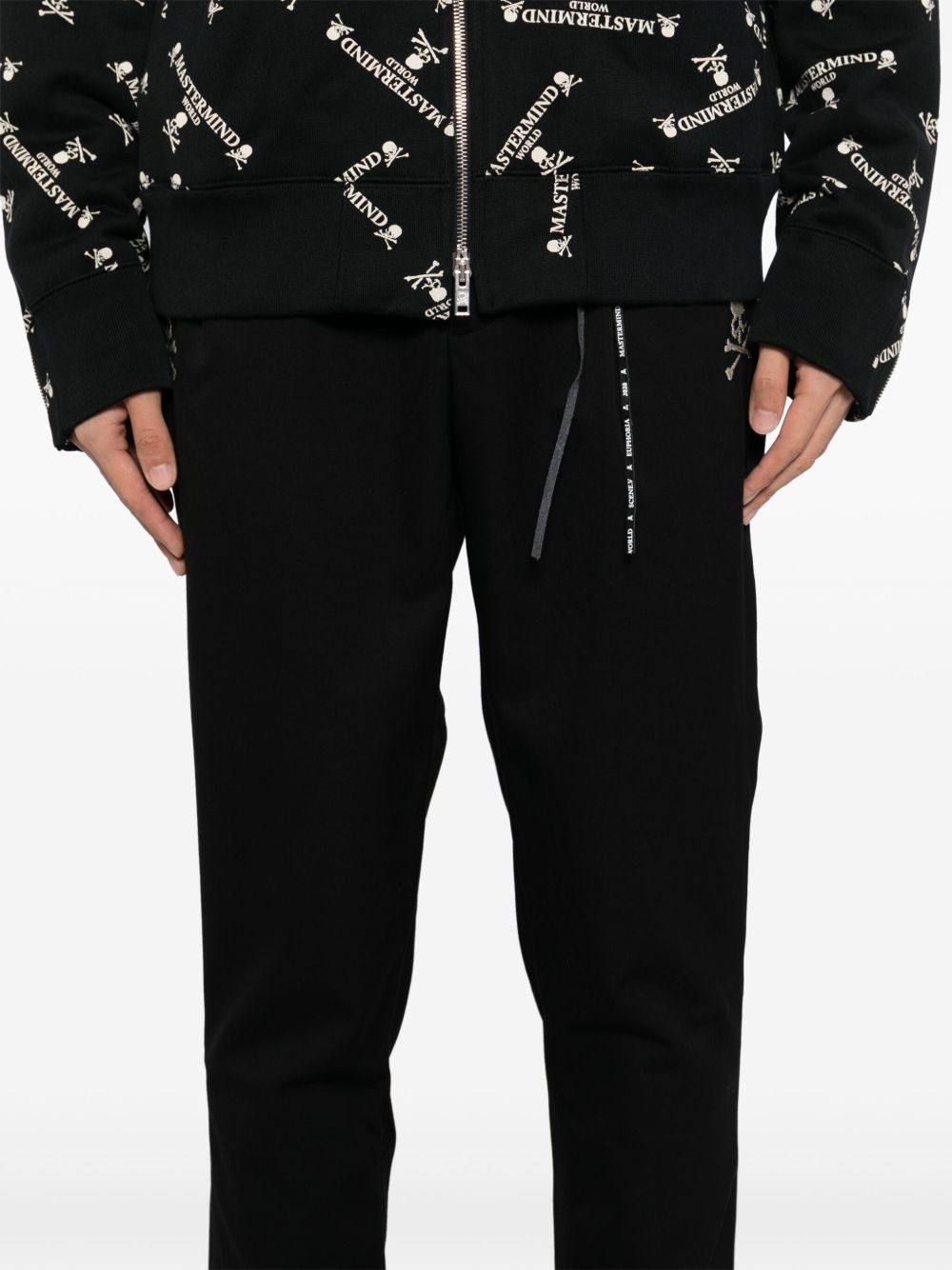 embroidered-logo tapered trousers - 5