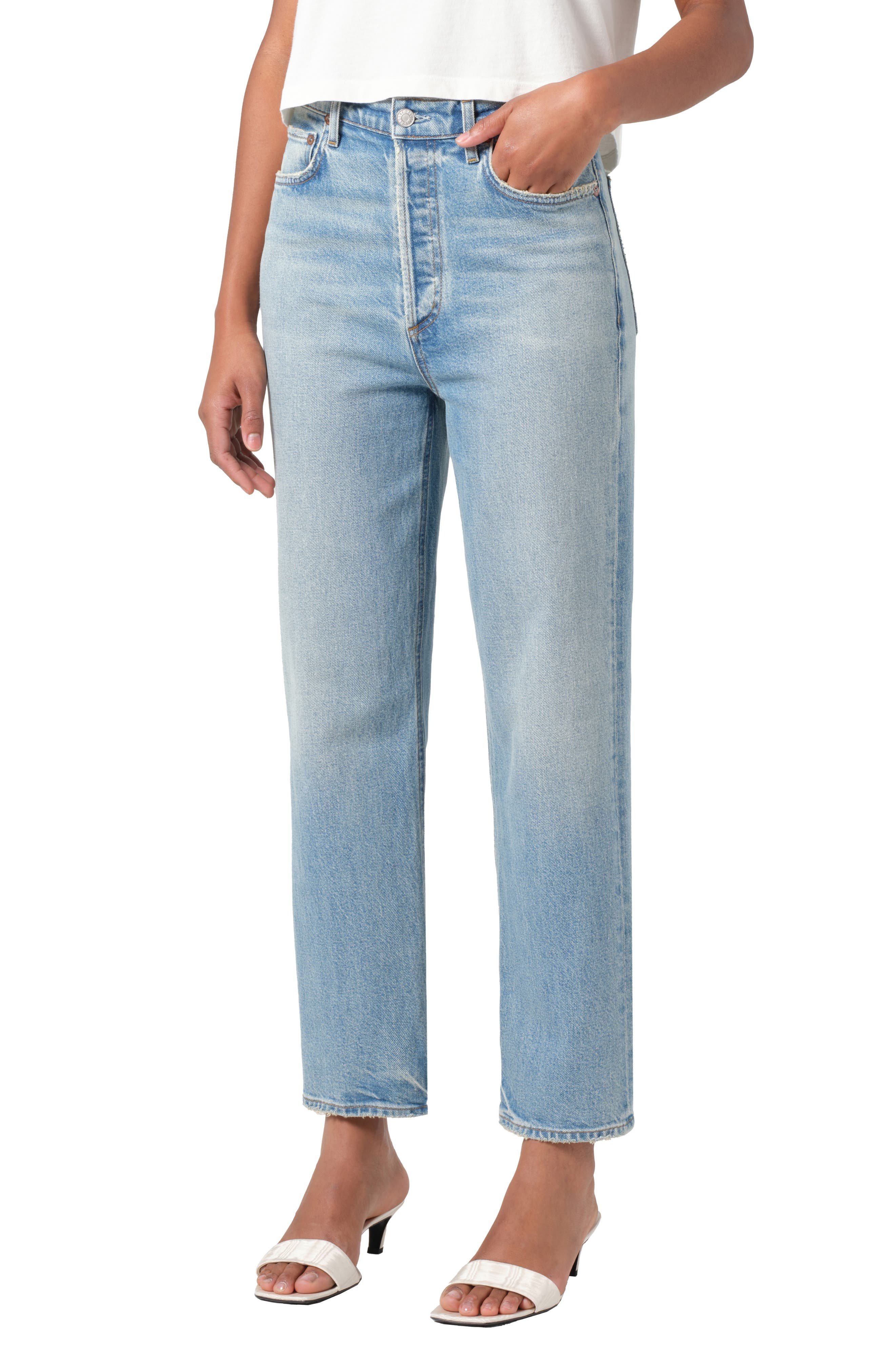 AGOLDE '90s Pinch Waist High Waist Crop Straight Leg Jeans in Ripple at Nordstrom - 5