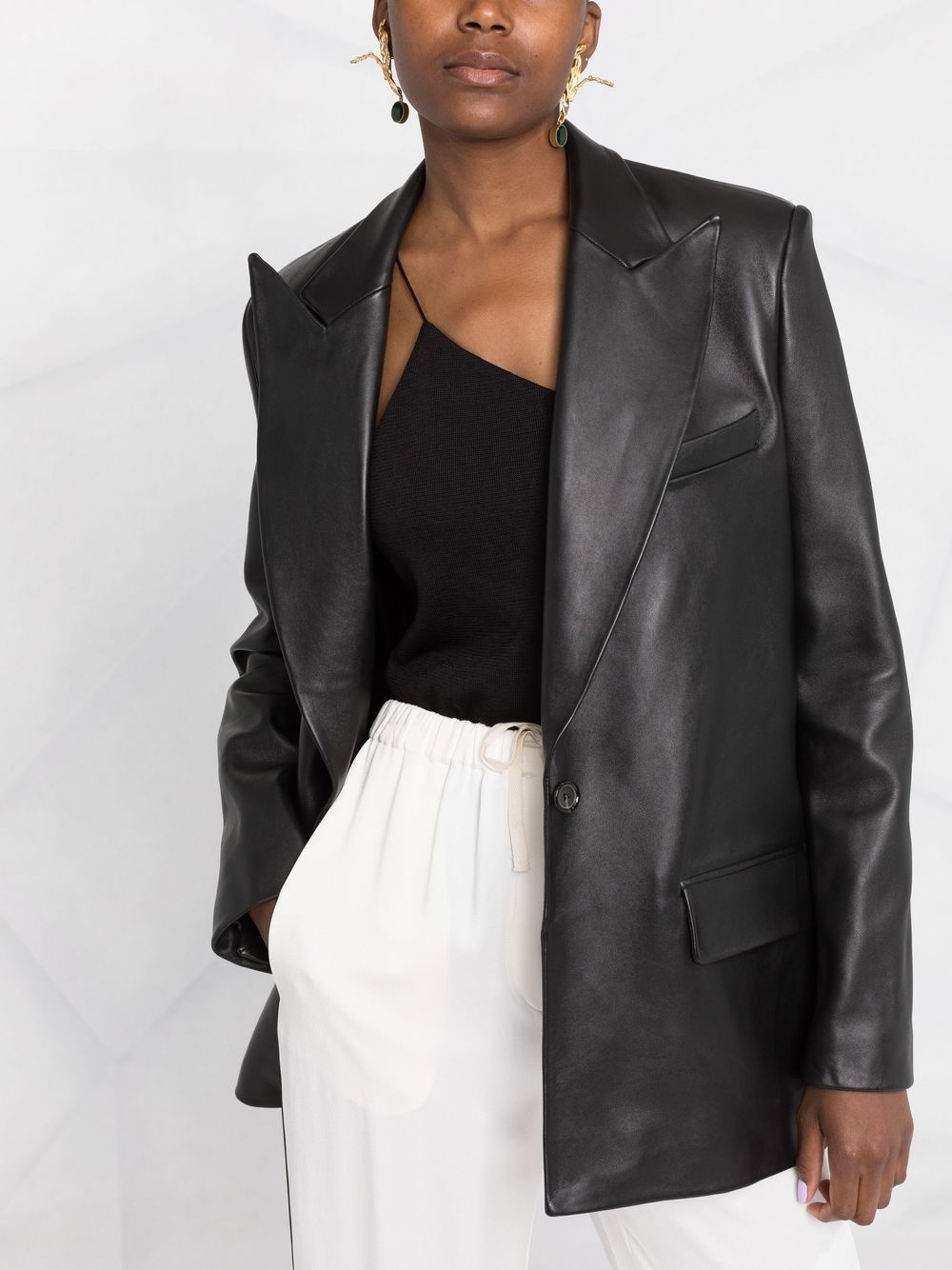 oversized leather blazer - 5