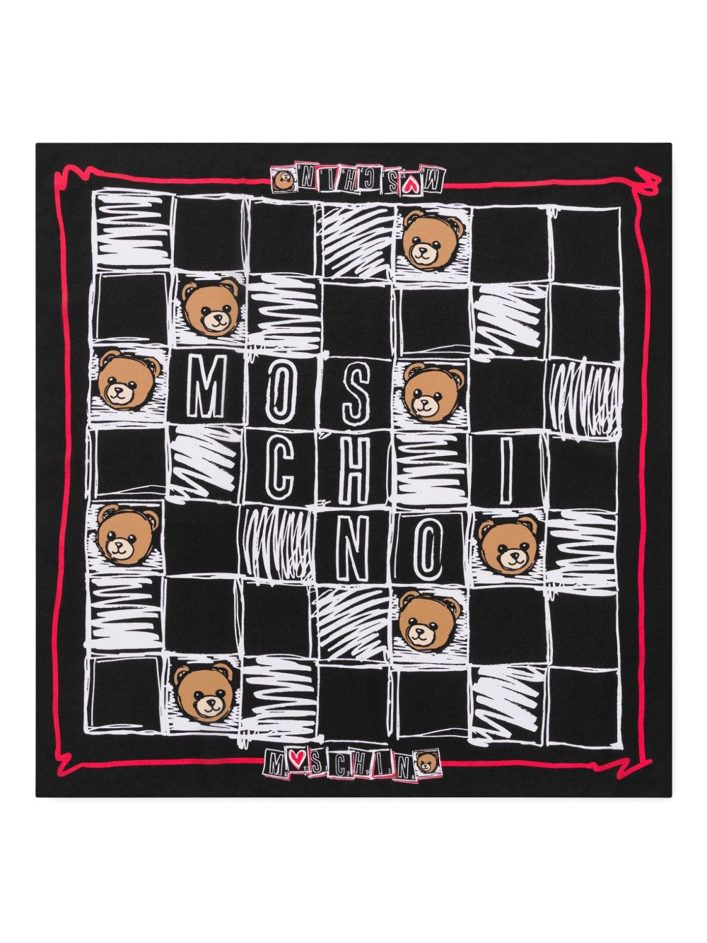 teddy bear-print check scarf - 1