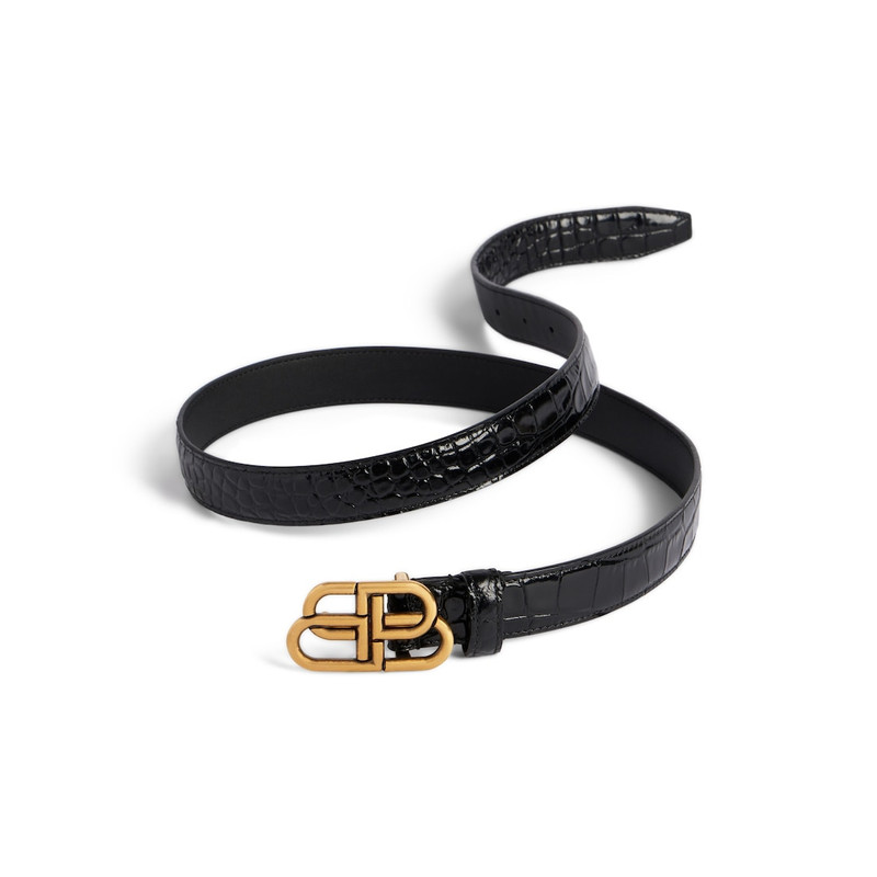 BALENCIAGA Women's Bb Thin Belt in Black outlook
