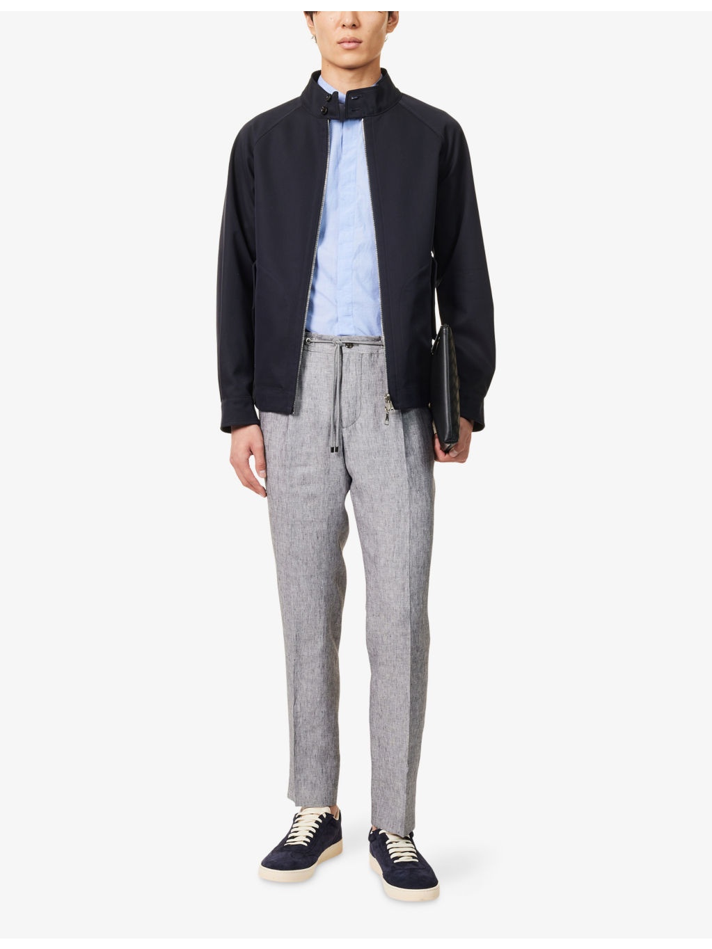 Straight-Leg Drawstring Linen Trousers - 2