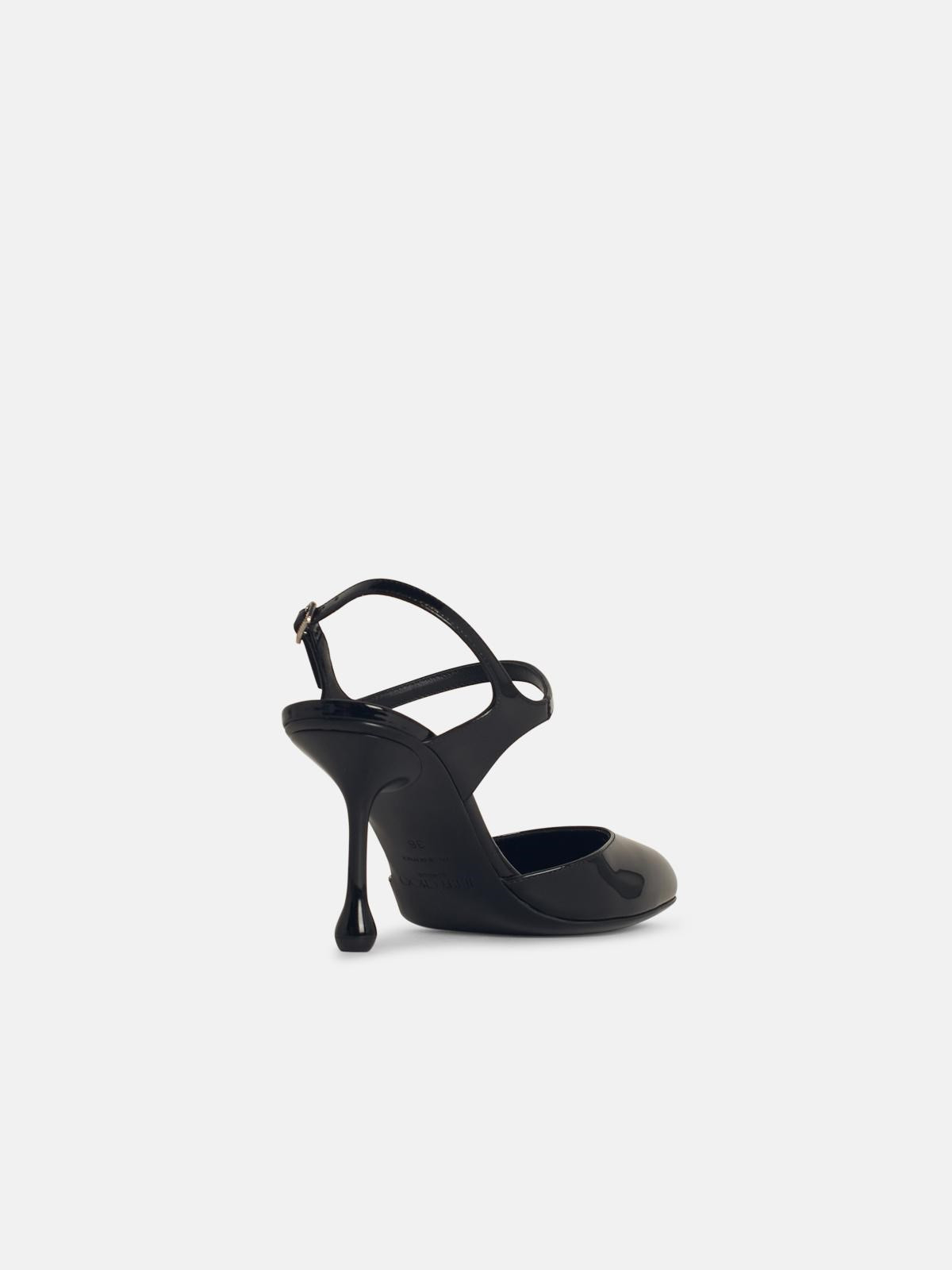 'PIXIE' BLACK LEATHER SLINGBACKS - 3