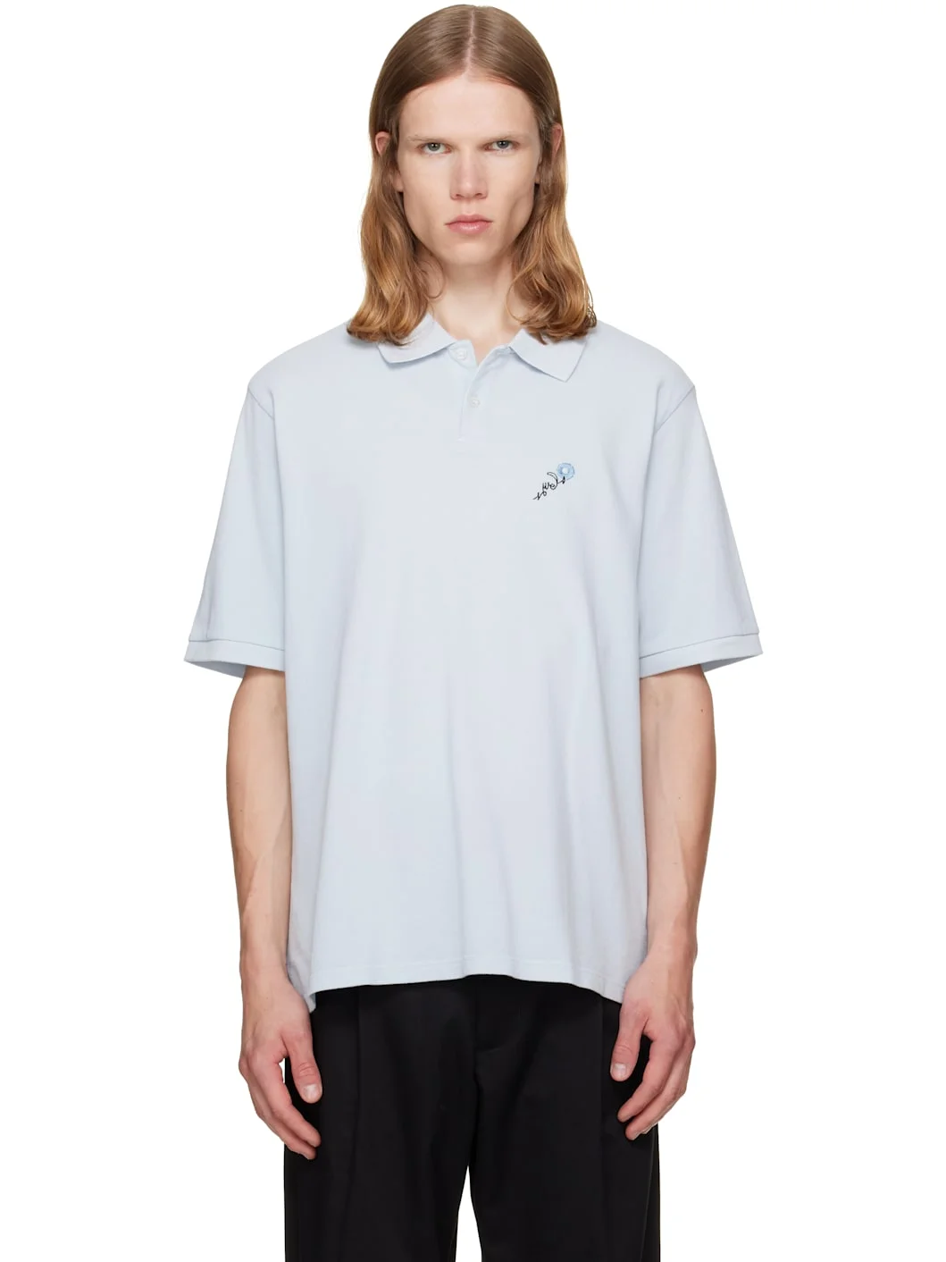 Blue Short Sleeve Pique Polo - 1