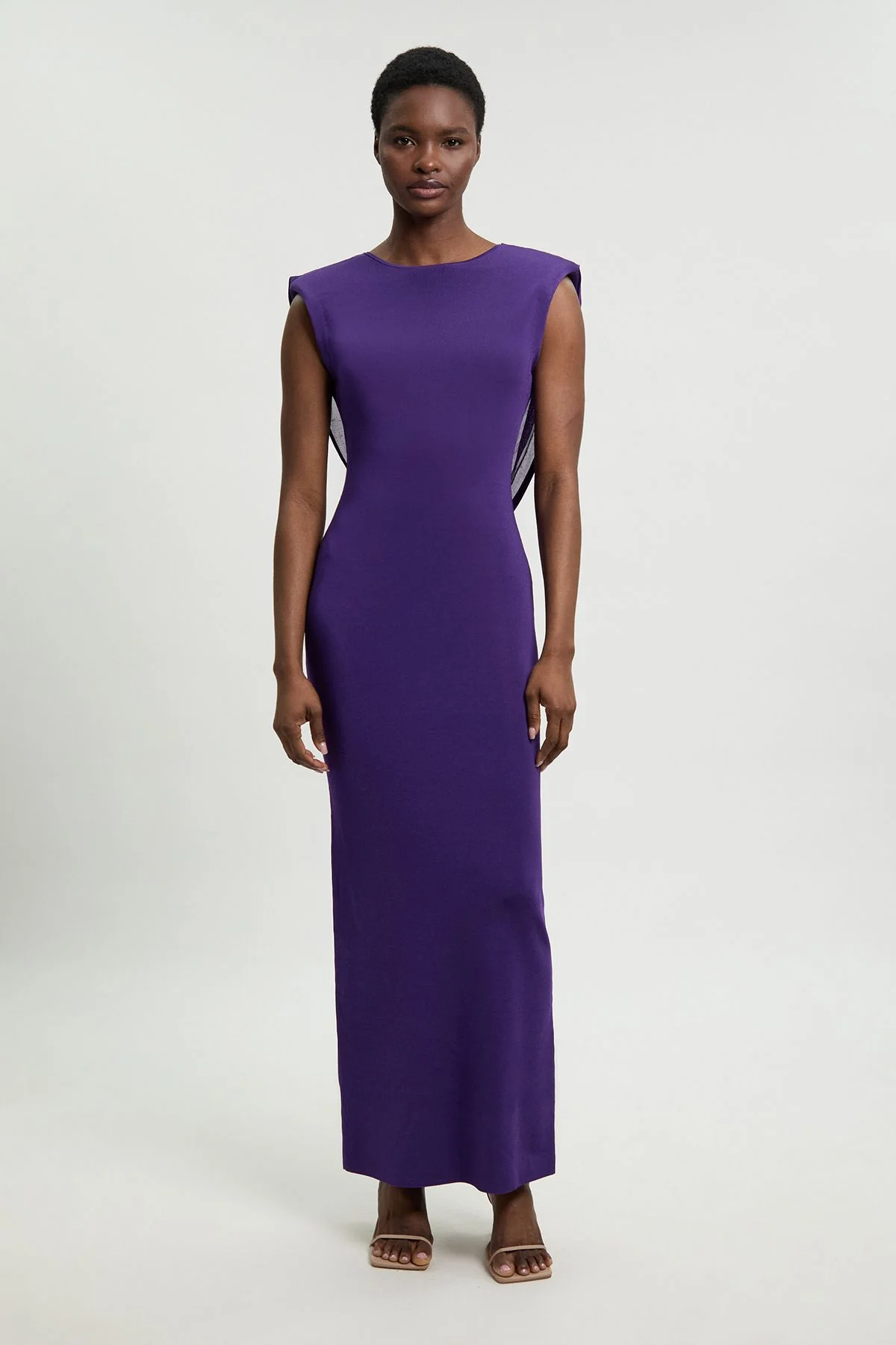 Viscose Blend Slinky Drape Plunge Back Knit Maxi Dress - 1