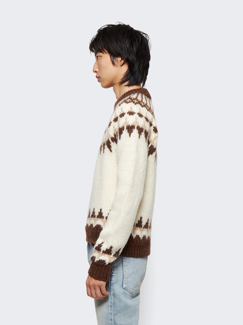 Knit Sweater Beige And Maroon - 4